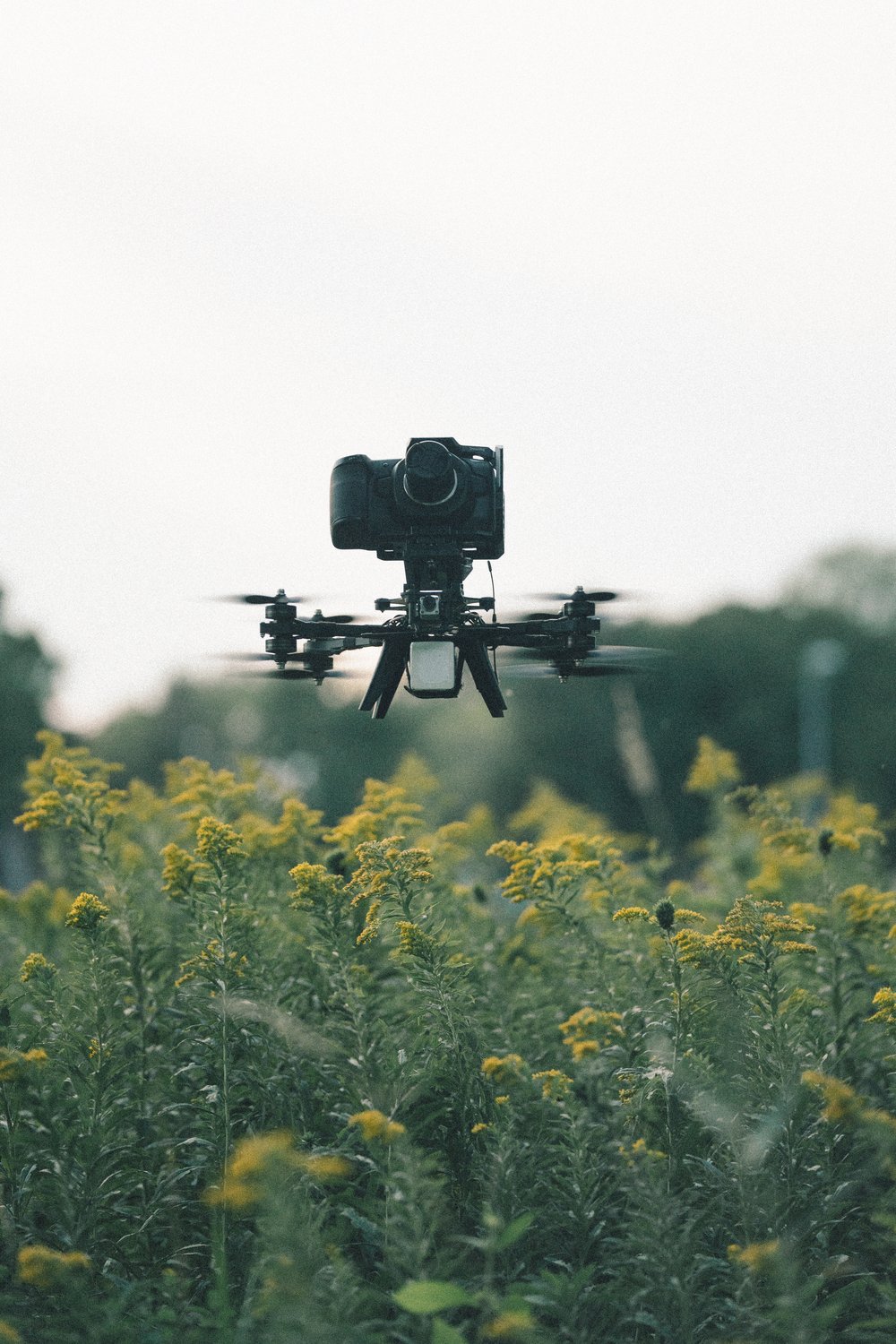 Test flight over a field
